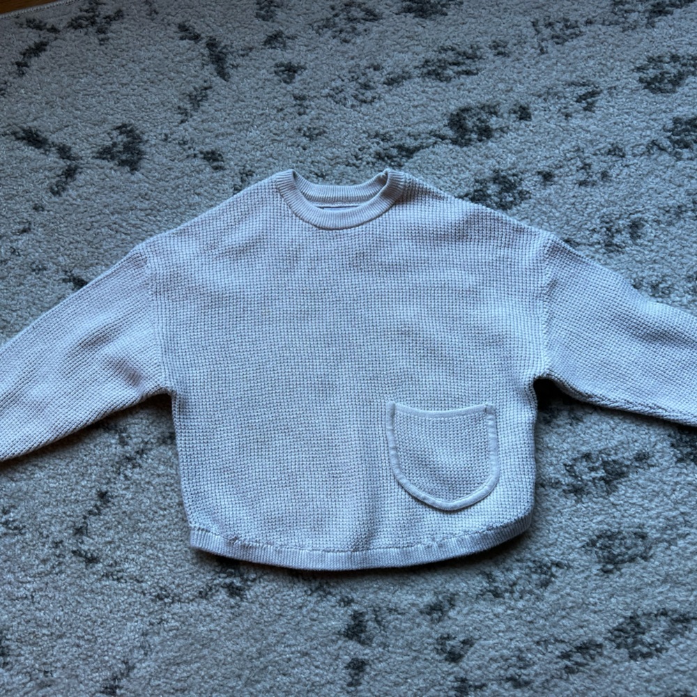 Zara Toddler Waffle Knit Sweater. Cream/White. Size 18-24 months.